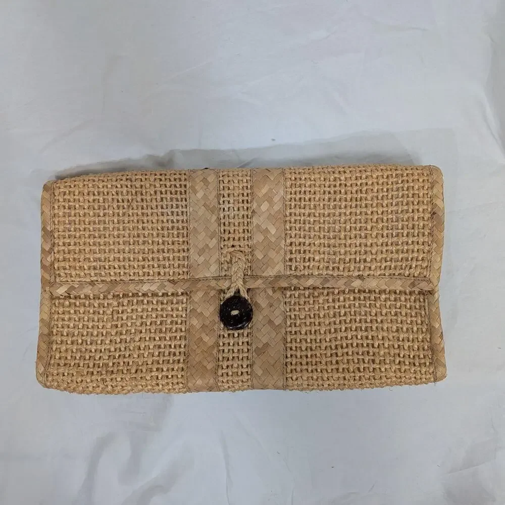 Roslyn of Barbados hand‑woven straw clutch by Tropical Weavers